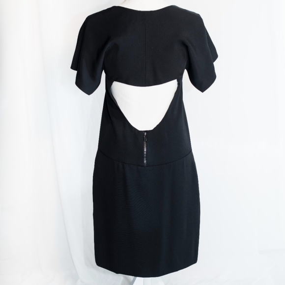 Chloe Silk Cutout Open Back Dress Little Black Small Backless LBD - Picture 3 of 11